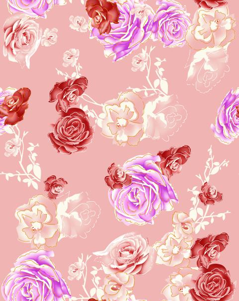 Soft Pastel Rose Floral Seamless Pattern Design