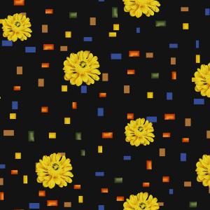 Black Daisy Geometric Pattern