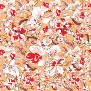 Tropical Orchid Peach Pattern