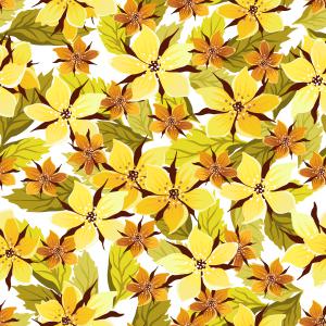 Yellow and orange flowers with green leaves