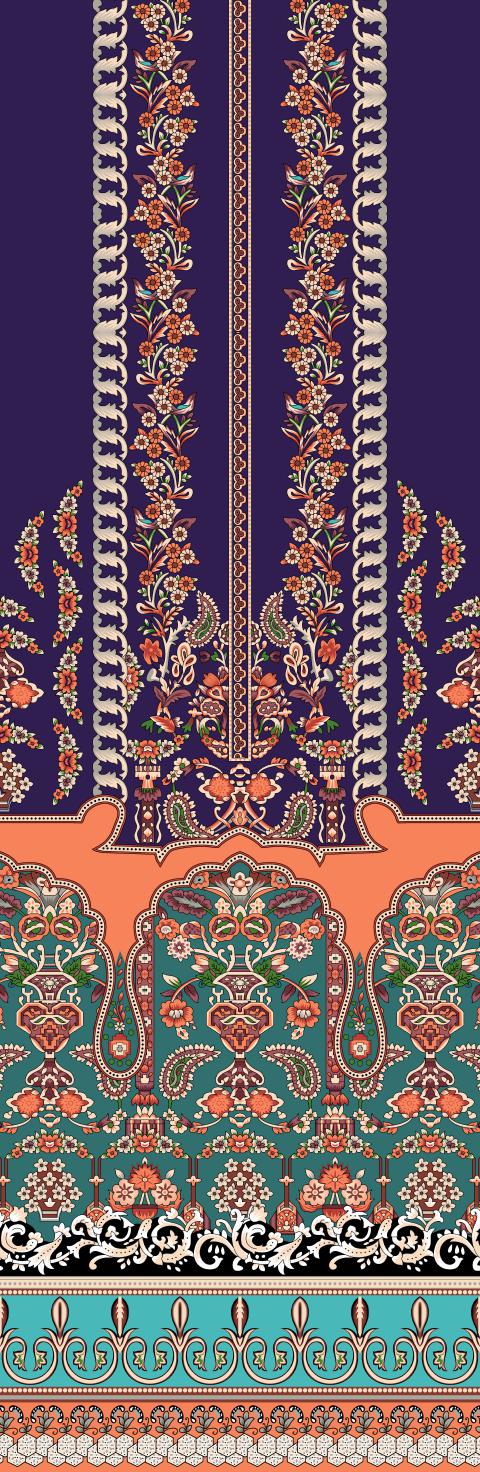 Traditional Ethnic Border Floral Textile Design