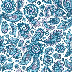 Blue/White floral and paisley motifs