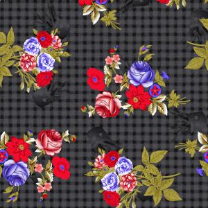 Dark Floral Checkered Pattern