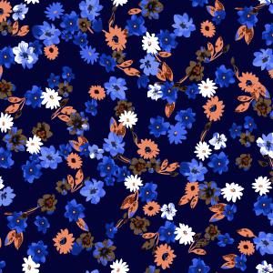 Pretty Ditsy Floral Print on Navy Blue Background Base