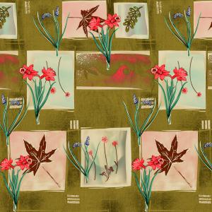 Vintage Botanical Artistic Collage Pattern