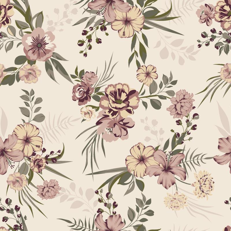 Classic Beige Floral Botanical Seamless Pattern