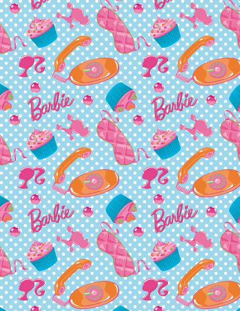 Barbie-themed elements on with polka-dot