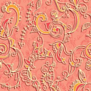 Swirling floral and paisley-like motifs