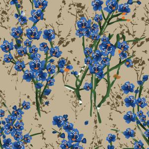 Minimalist Blue Blossom Pattern on Natural Textured Background
