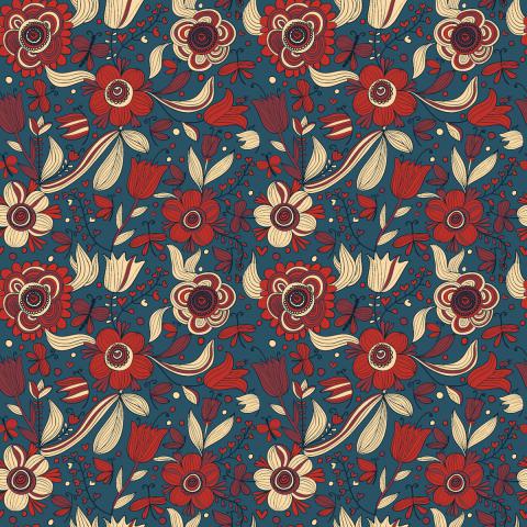 Floral pattern teal background