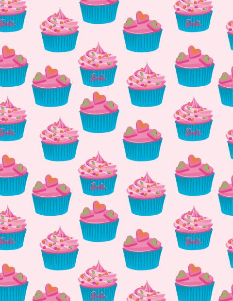 Barbie pink cupcakes with blue wrappers