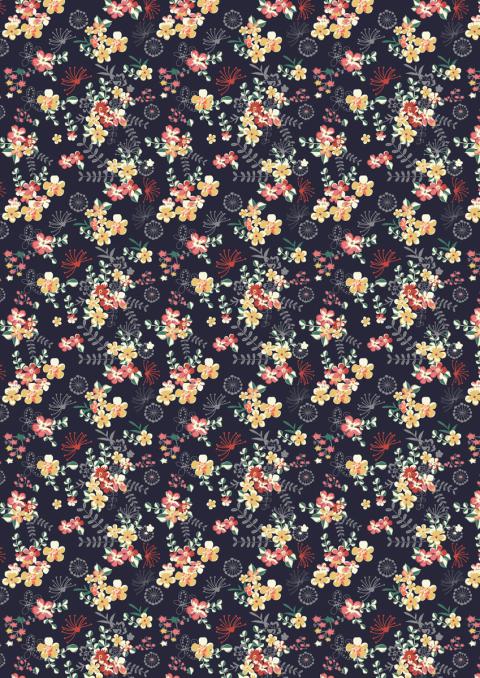 Ditsy floral dark ground pattern