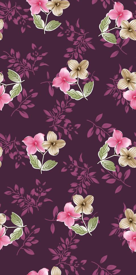 Minimal Floral Scattered Purple Seamless Pattern