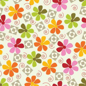 Colorful Retro Flower Geometric Seamless Pattern Design
