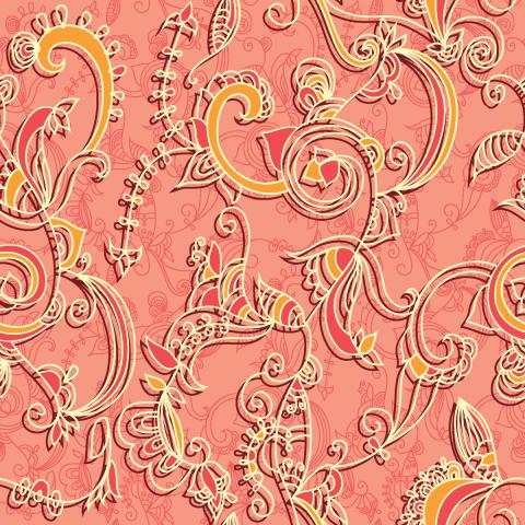 Swirling floral and paisley-like motifs
