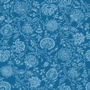 Elegant Blue Floral Line Art Seamless Pattern Design