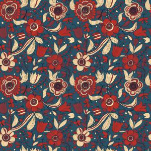 Retro Red Floral Decorative Seamless Pattern Design