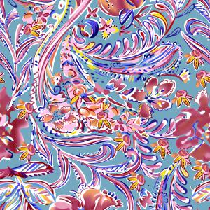 Colorful Artistic Paisley Floral Fusion Pattern