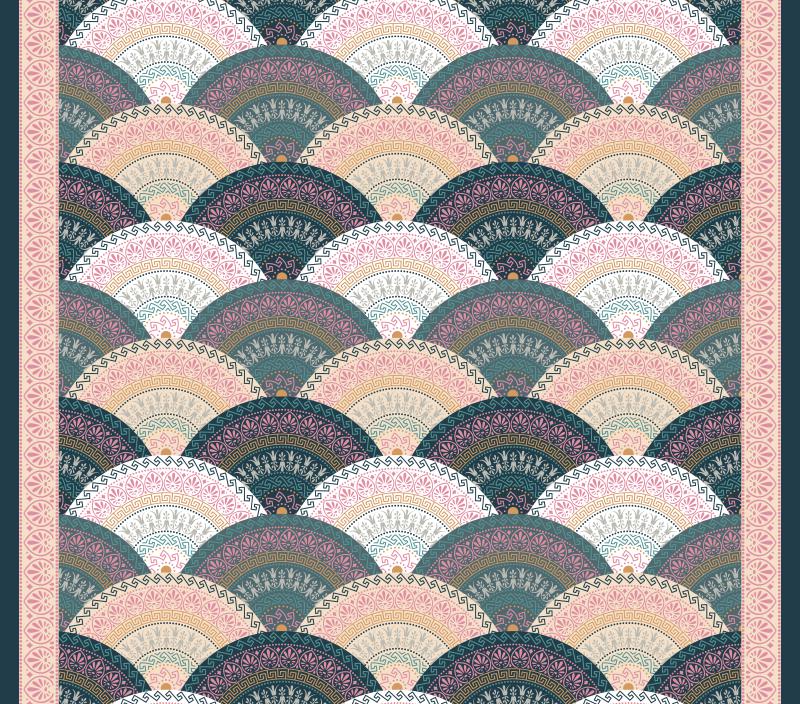 Geometric Fan Motif Seamless Pattern Design