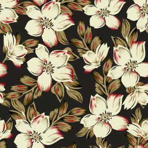 Vintage Floral Seamless Pattern on Black Background