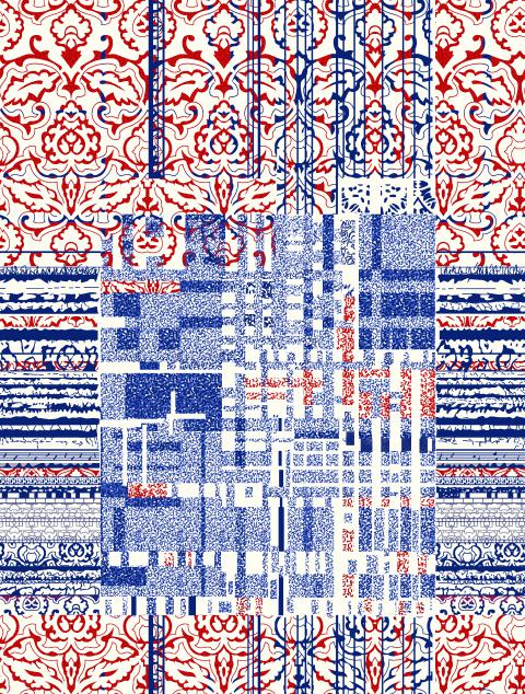 Abstract Ethnic Digital Glitch Pattern Design