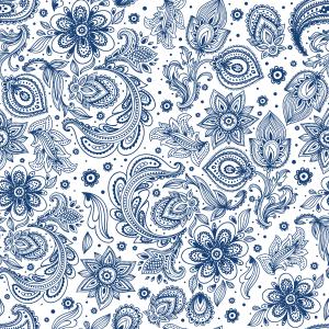 Blue and white seamless paisley pattern