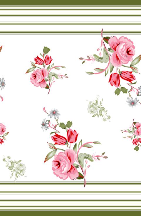 Floral Border Placement Seamless Pattern Design