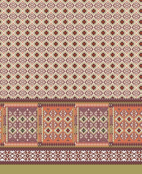 Geometric Ethnic Repeat Pattern With Borders