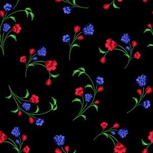 Minimal Floral Black Seamless Pattern