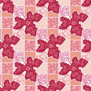 Leaves and flowers in shades of red and pink
