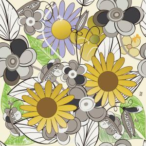 Retro Floral Daisy Abstract Seamless Pattern Design