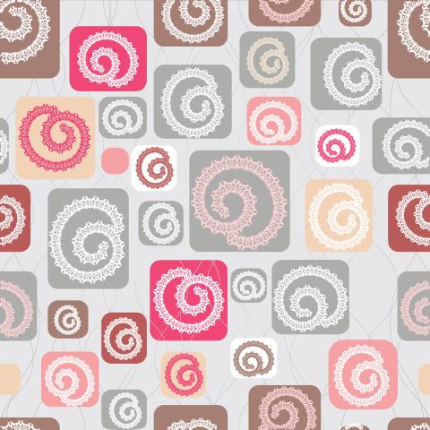 Spiral motifs contained with square shapes