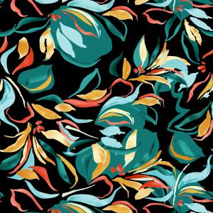 Modern Tropical Leaves Dark Seamless Pattern