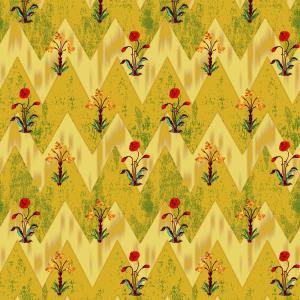Yellow Chevron Floral Ethnic Pattern