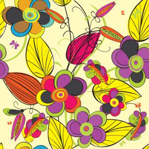 Whimsical Retro Pop Art Floral Design with Bright Colors