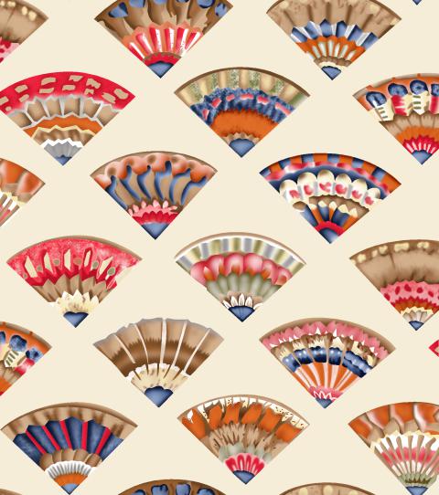 Decorative Fan Motif Seamless Pattern Design