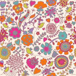 Cute Cartoon Floral Bird Seamless Pattern Design
